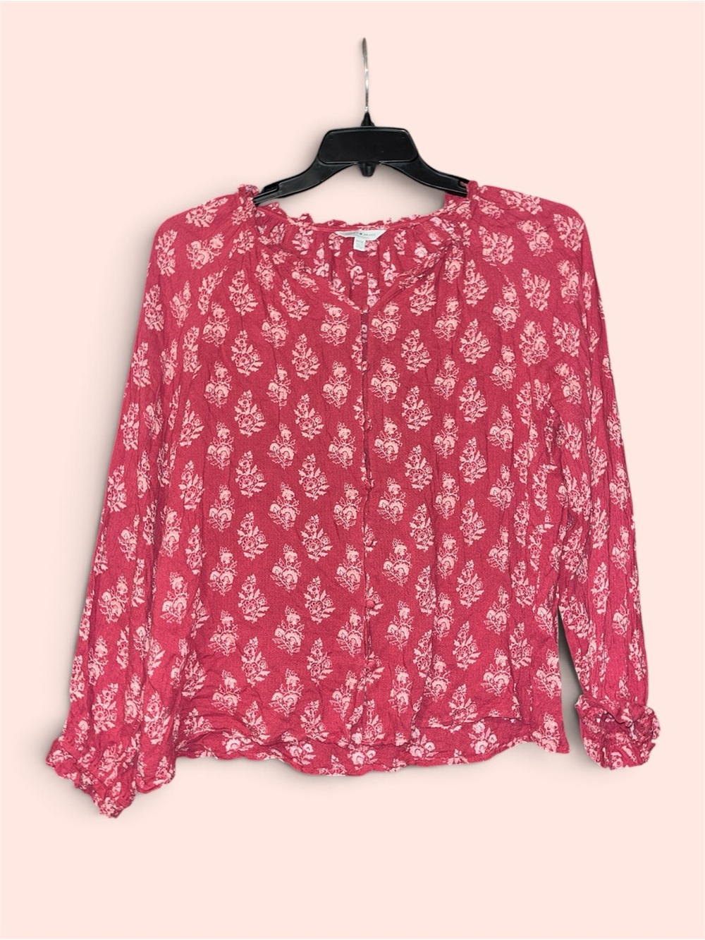 Women's Floral Long-Sleeve Peasant Blouse